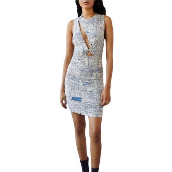 Urban Outfitters Amaya Map Cut-Out Mini Dress - Size Medium - Picture 1 of 9
